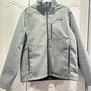 The North Face Gray Puffer Jacket with Stand-Up Collar
